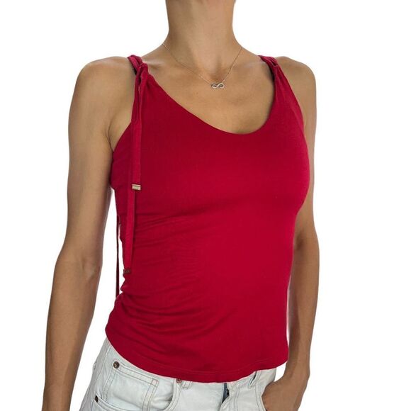 Pre-Loved AJ Armani Jeans US XS Women Strappy Top Red Viscose Tank Top - Picture 1 of 14
